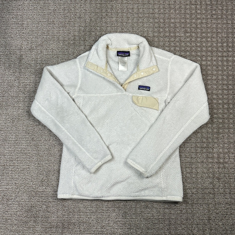 Patagonia Re-Tool Snap-T Fleece Pullover Cream White Womens Small 25442